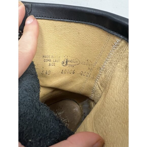 Vintage Justin Black Lace-Up Boots Genuine Leather Kiltie Western Peasant 8.5 B - Picture 14 of 14